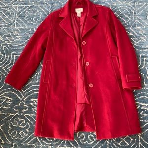 L.L. Bean Red Lambswool 3/4 length Coat